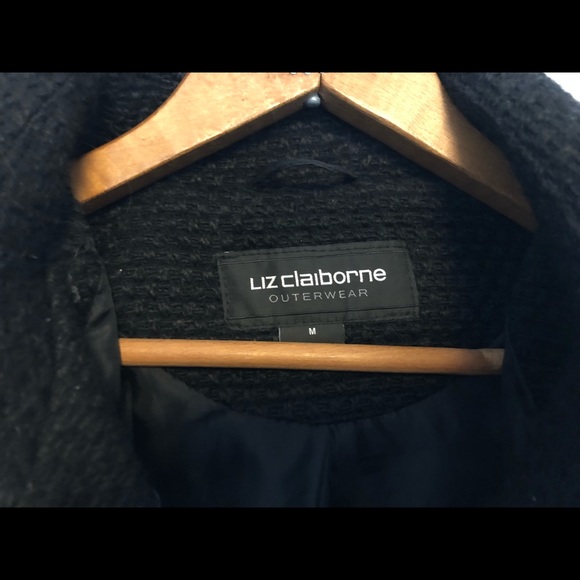 Liz Claiborne black pea coat M - Picture 4 of 8